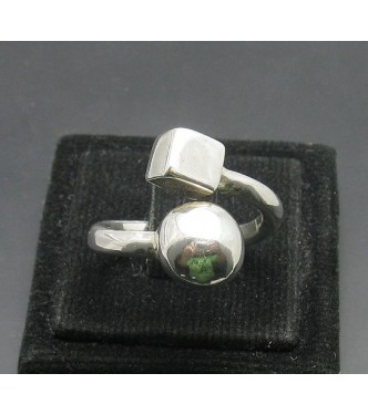 R000096 Sterling Silver Ring Genuine Solid 925 Ball Cube Adjustable New Handmade Empress