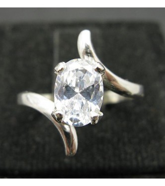 R000106 Stylish Genuine Sterling Silver Ring Stamped Solid 925 Cubic Zirconia Handmade