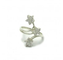 R000202 Stylish Sterling Silver Ring Solid 925 Flower With Cubic Zirconia Handmade