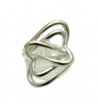 R000220 Stylish Sterling Silver Ring Hallmarked Solid 925 Double Heart Handmade Empress