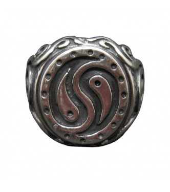 R000266 Sterling Silver Men Ring Yin Yang Genuine Solid Hallmarked 925 Handmade