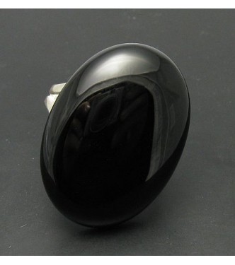 R000312 STERLING SILVER RING HUGE NATURAL BLACK ONYX  925 NEW
