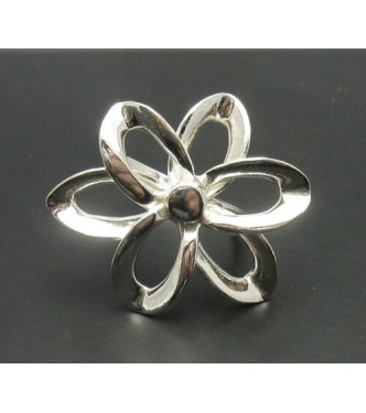 R000343 Stylish Sterling Silver Ring Huge Flower Genuine Solid 925 Perfect Quality